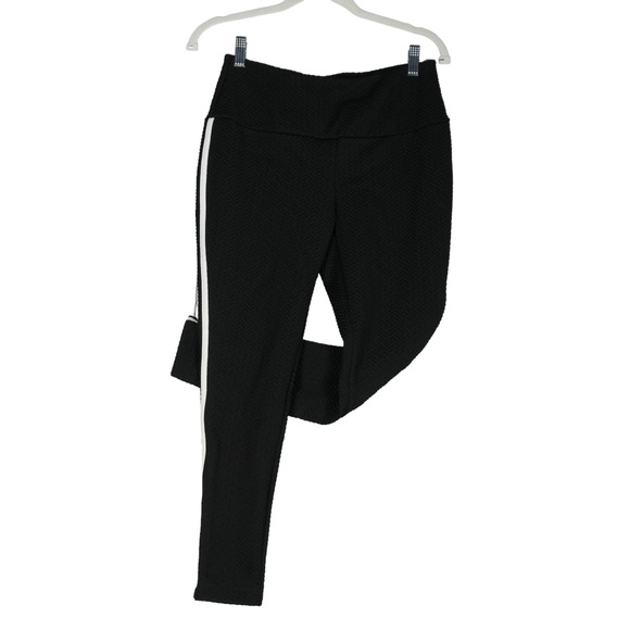 Chicos Leggings Womens Size 0 S Black White Stripe Chevron Textured Fabric - Picture 2 of 8